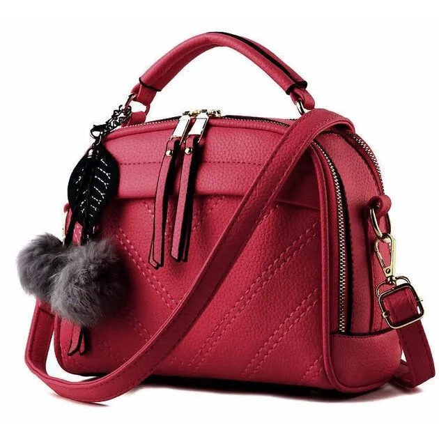 Women Faux-Leather Tote Shoulder Handbag with Fabolous leaf-shaped Tassels