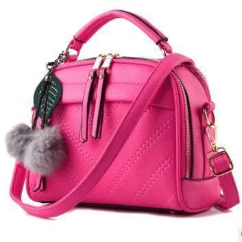 Women Faux-Leather Tote Shoulder Handbag with Fabolous leaf-shaped Tassels
