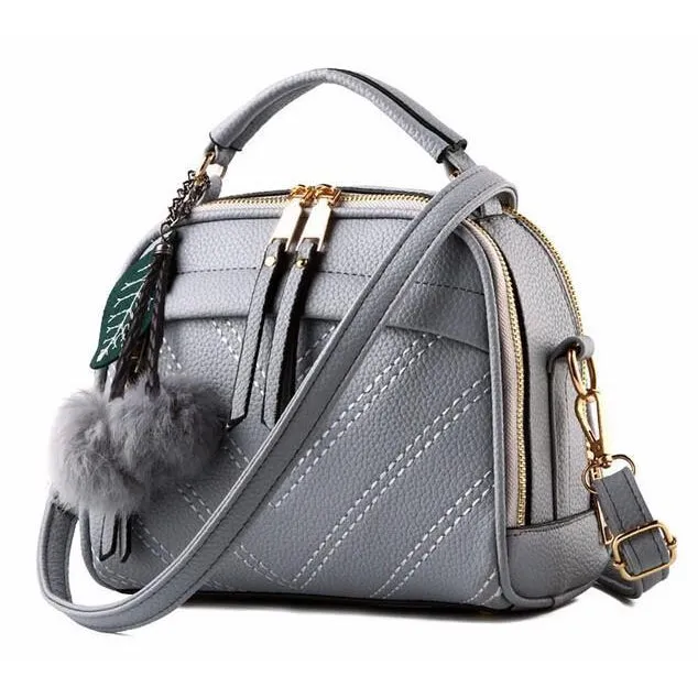 Women Faux-Leather Tote Shoulder Handbag with Fabolous leaf-shaped Tassels