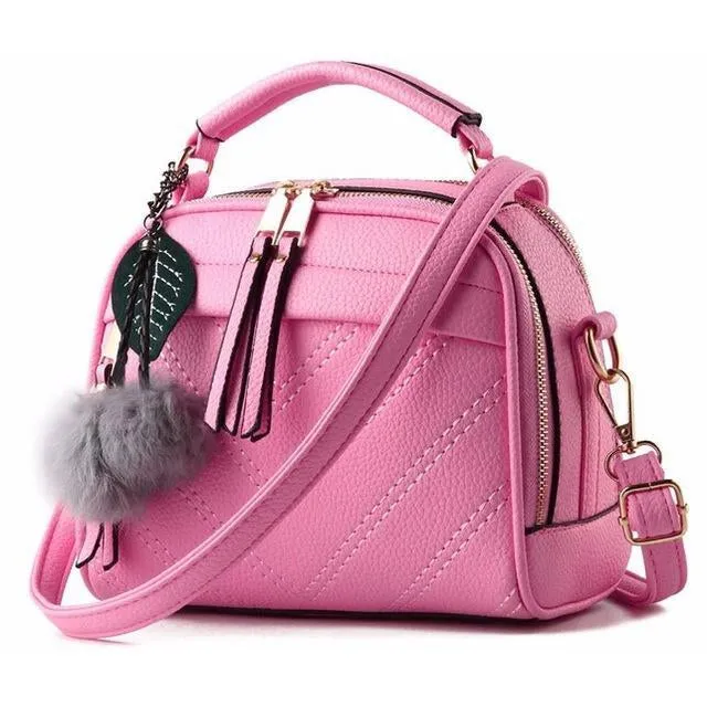 Women Faux-Leather Tote Shoulder Handbag with Fabolous leaf-shaped Tassels