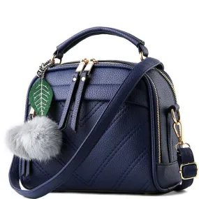 Women Faux-Leather Tote Shoulder Handbag with Fabolous leaf-shaped Tassels