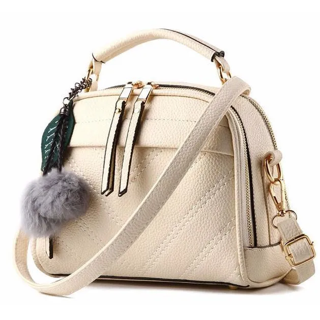 Women Faux-Leather Tote Shoulder Handbag with Fabolous leaf-shaped Tassels