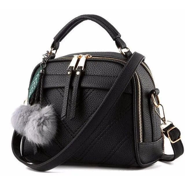 Women Faux-Leather Tote Shoulder Handbag with Fabolous leaf-shaped Tassels