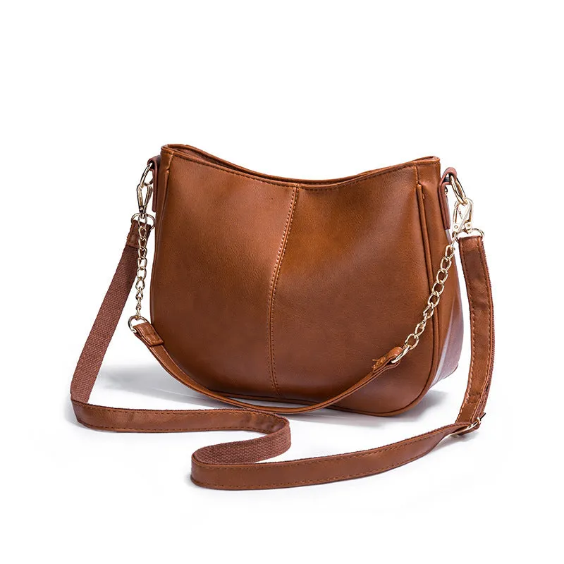 Women's Simple PU Leather Shoulder Messenger Bag