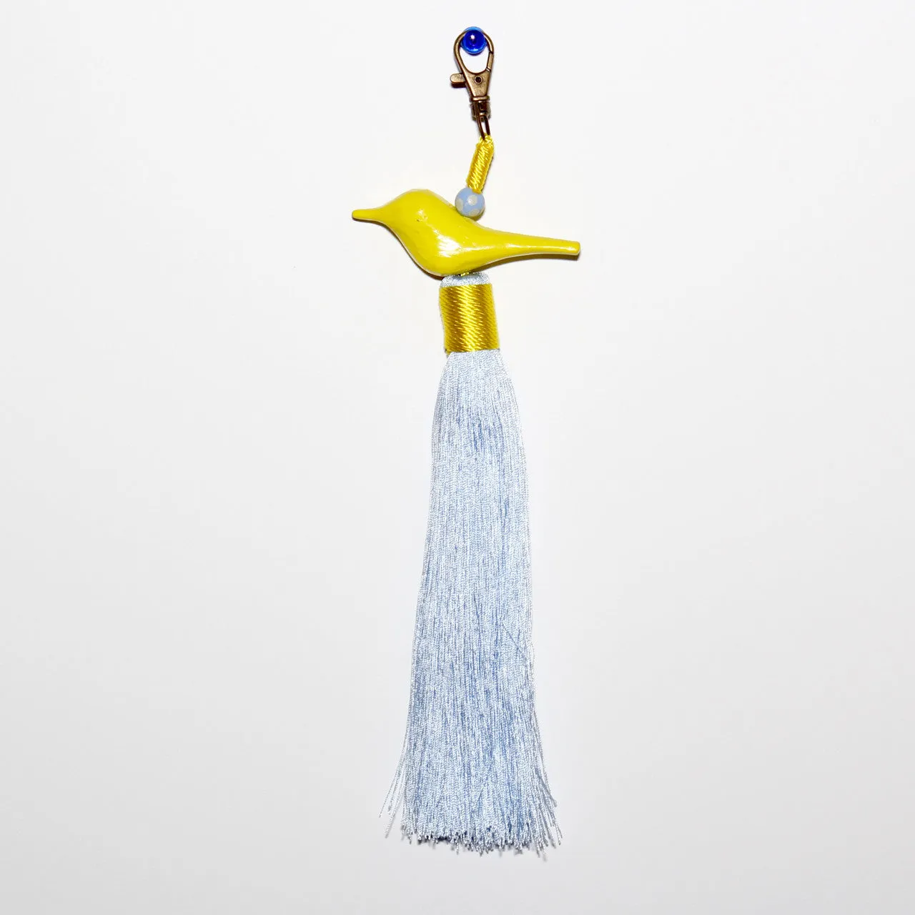 Yellow Bird Tassel with Light Blue Tail